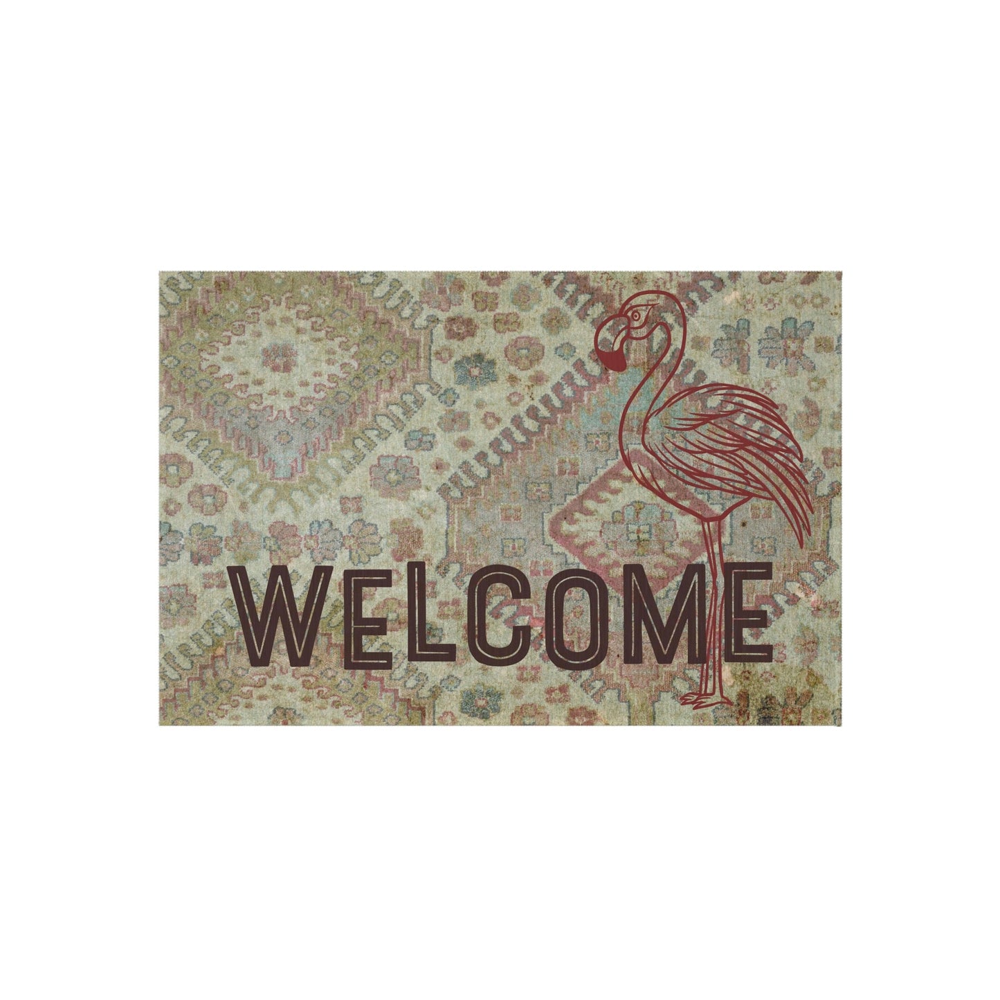 Eclectic Style Flamingo RV Mat - Vintage-Inspired 24” x 36” Outdoor Rug