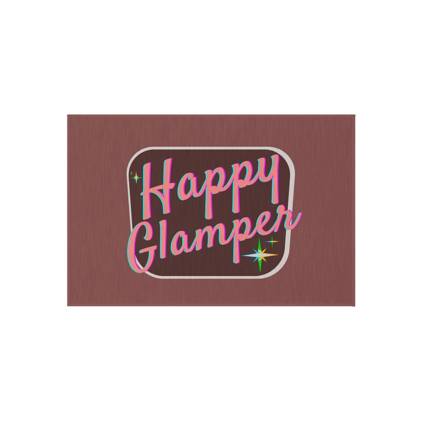 Vintage-Inspired Happy Glamping Rug for Your Camper Van, Tent, or RV