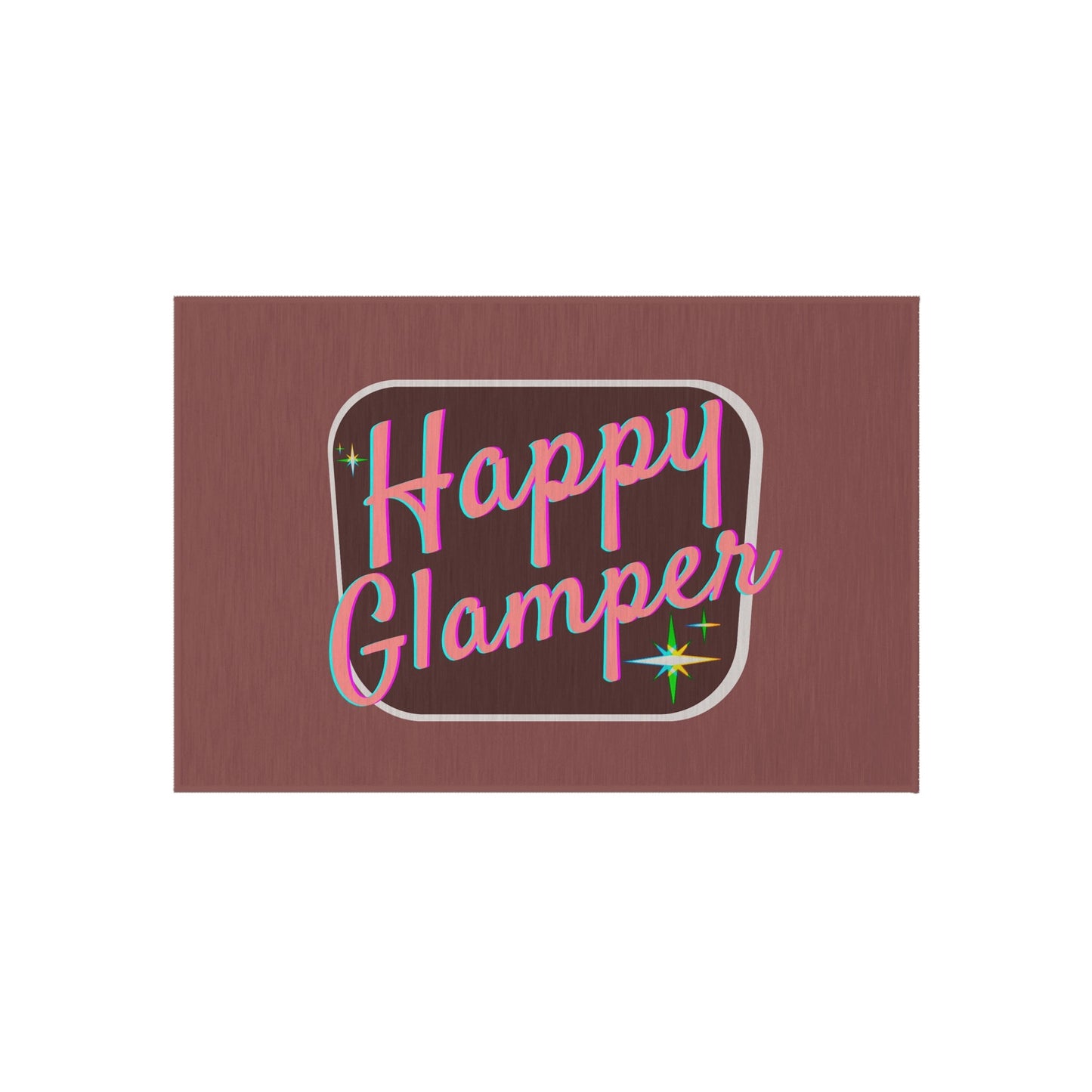 Green Happy Glamping Rug for Your Camper Van, Tent, or RV