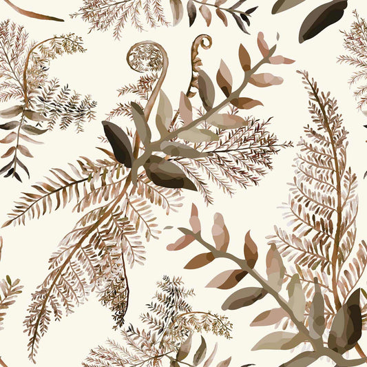 Camper or Home Wallpaper - Neutral Fern Peel and Stick or Traditional Wallpaper