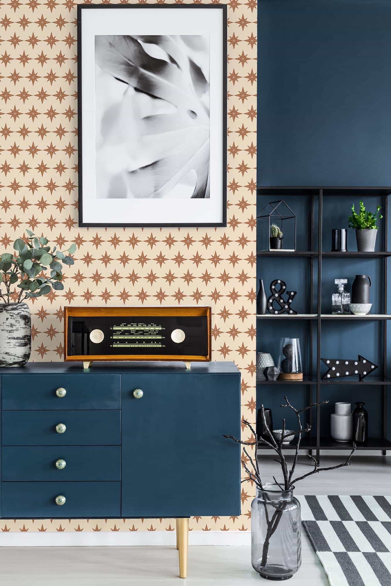 Neutral Star Wallpaper for Camper or Home - Peel and Stick or Traditional Wallpaper