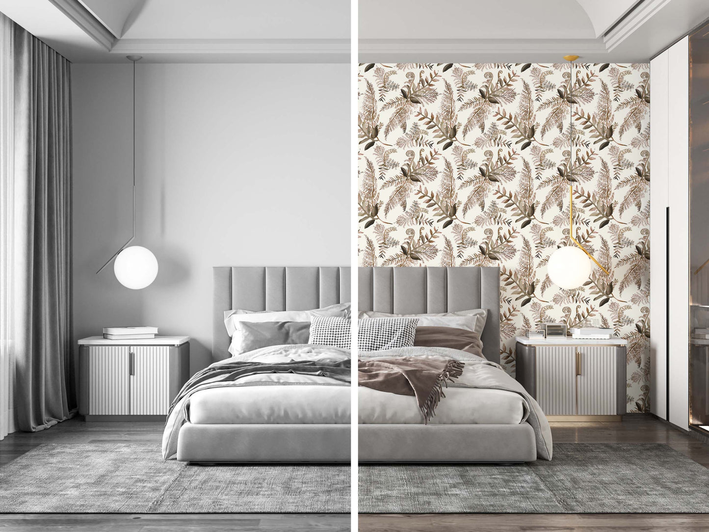 Camper or Home Wallpaper - Neutral Fern Peel and Stick or Traditional Wallpaper