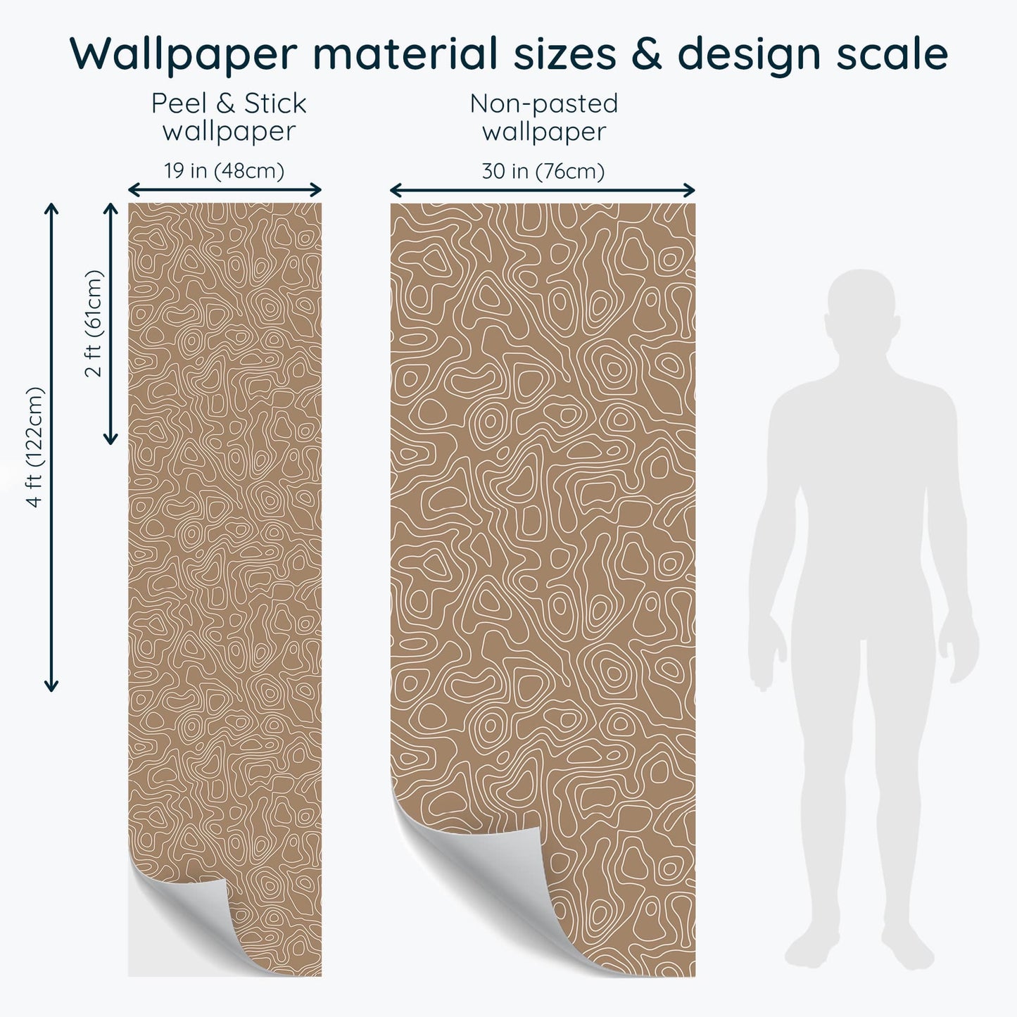 Camper van or Home Wallpaper - Abstract Topography Wallpaper for Camper or Home - Neutral Brown and White - Peel and Stick or Traditional Wallpaper