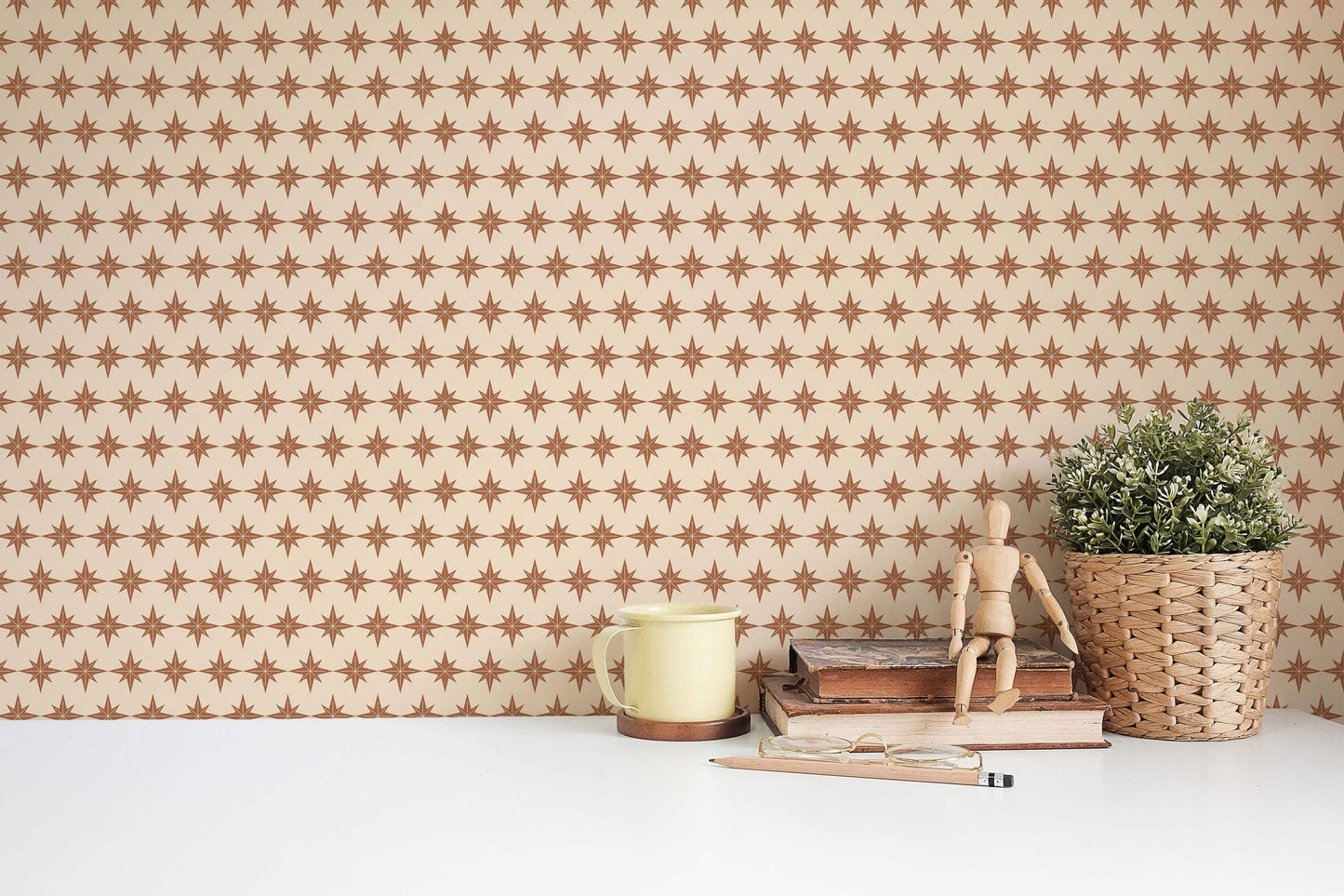 Neutral Star Wallpaper for Camper or Home - Peel and Stick or Traditional Wallpaper