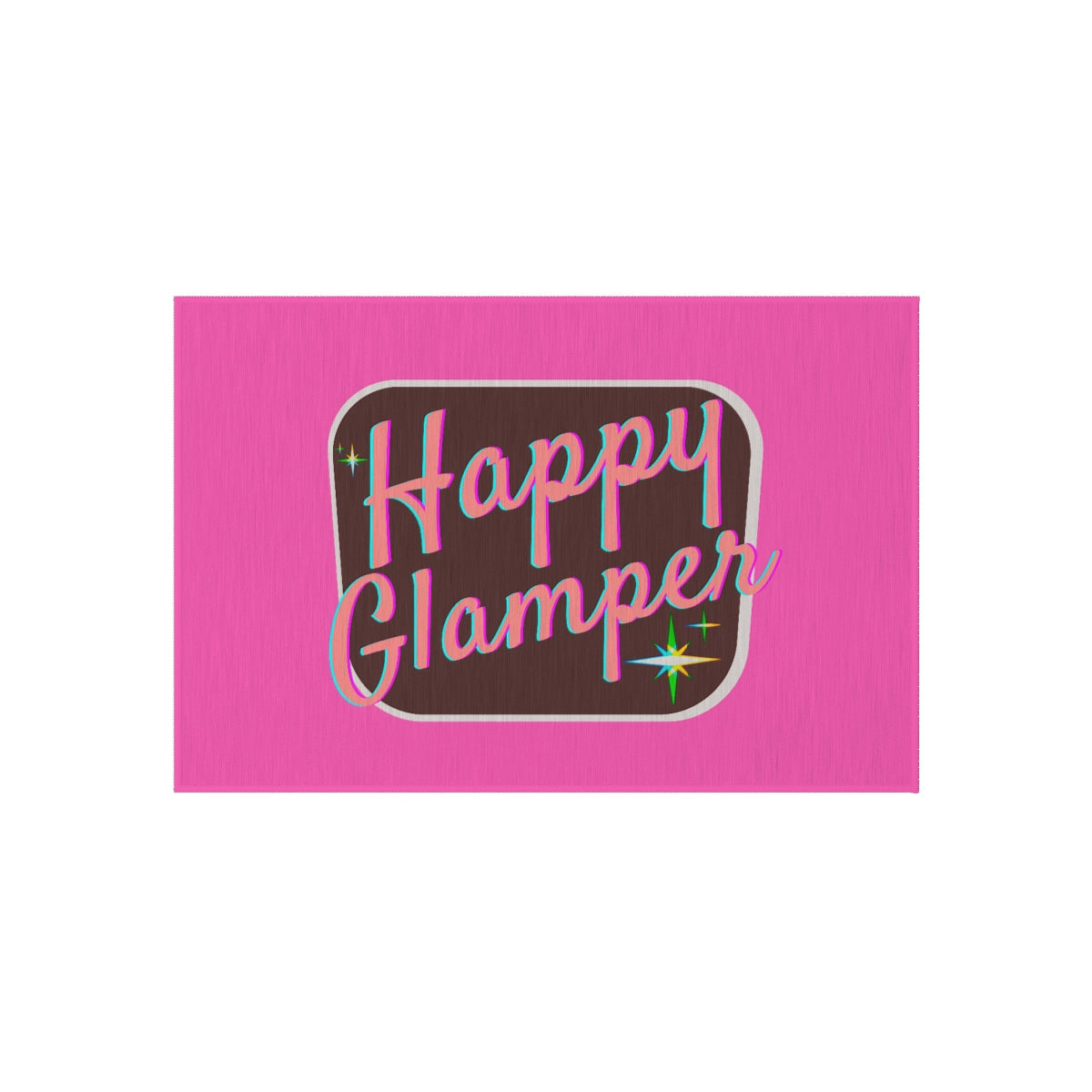Pink Rug - Happy Glamping Rug for Your Camper Van, Tent, or RV