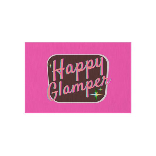 Pink Rug - Happy Glamping Rug for Your Camper Van, Tent, or RV