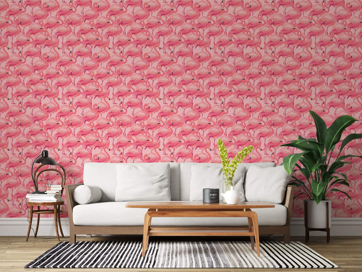 Flamingo Peel-and-Stick or Traditional Wallpaper for your Nursery, Home, Camper van, or Vintage Trailer,