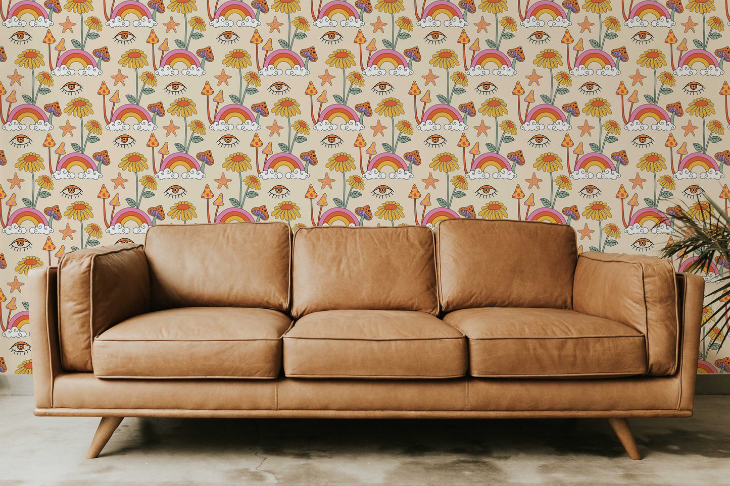 Psychedelic Mushroom Peel-and-Stick or Traditional Wallpaper for yourHome, Camper van, or Vintage Trailer,