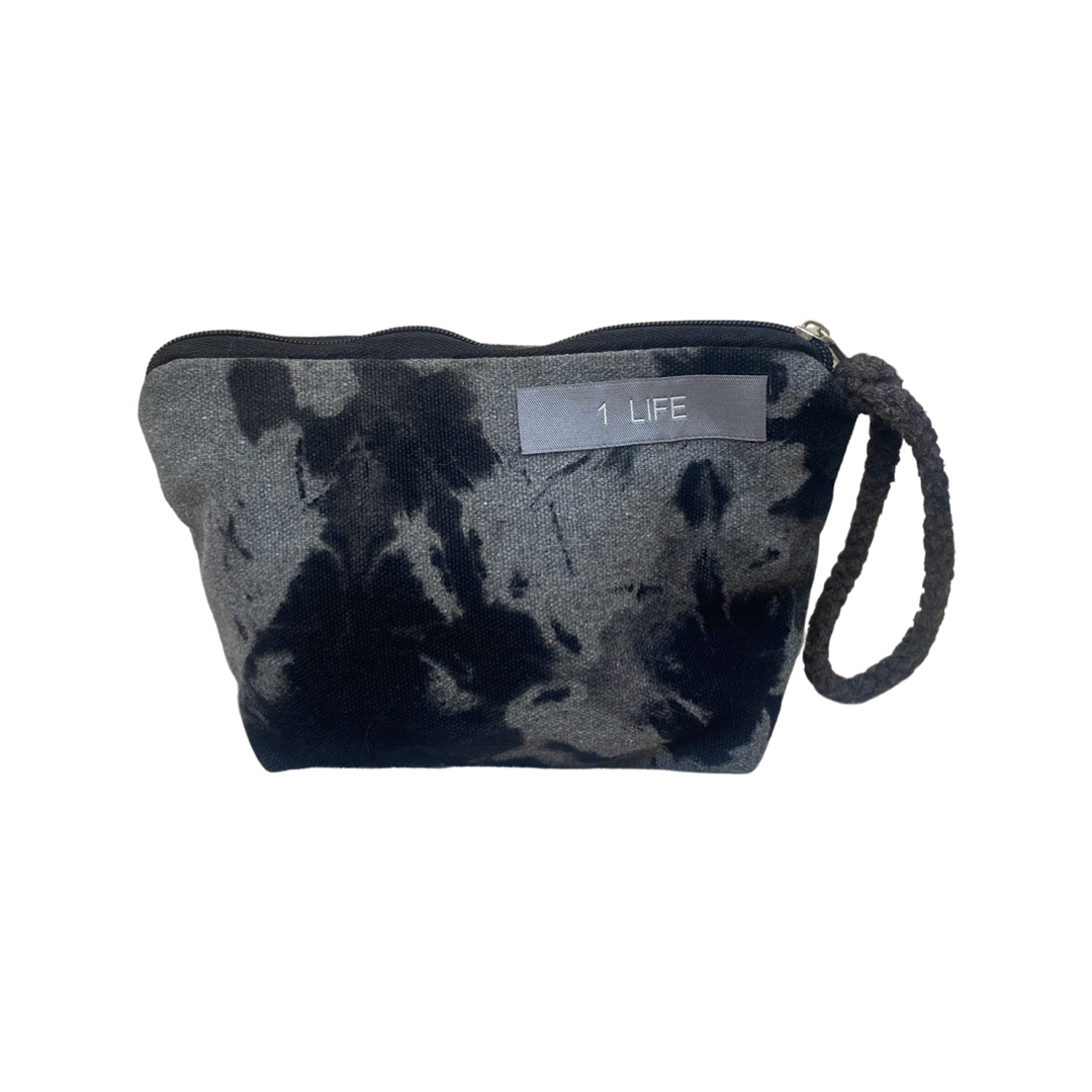 Small Tie Dye Bag - Bleached Clutch by 1 Life - Black Zipper Bag