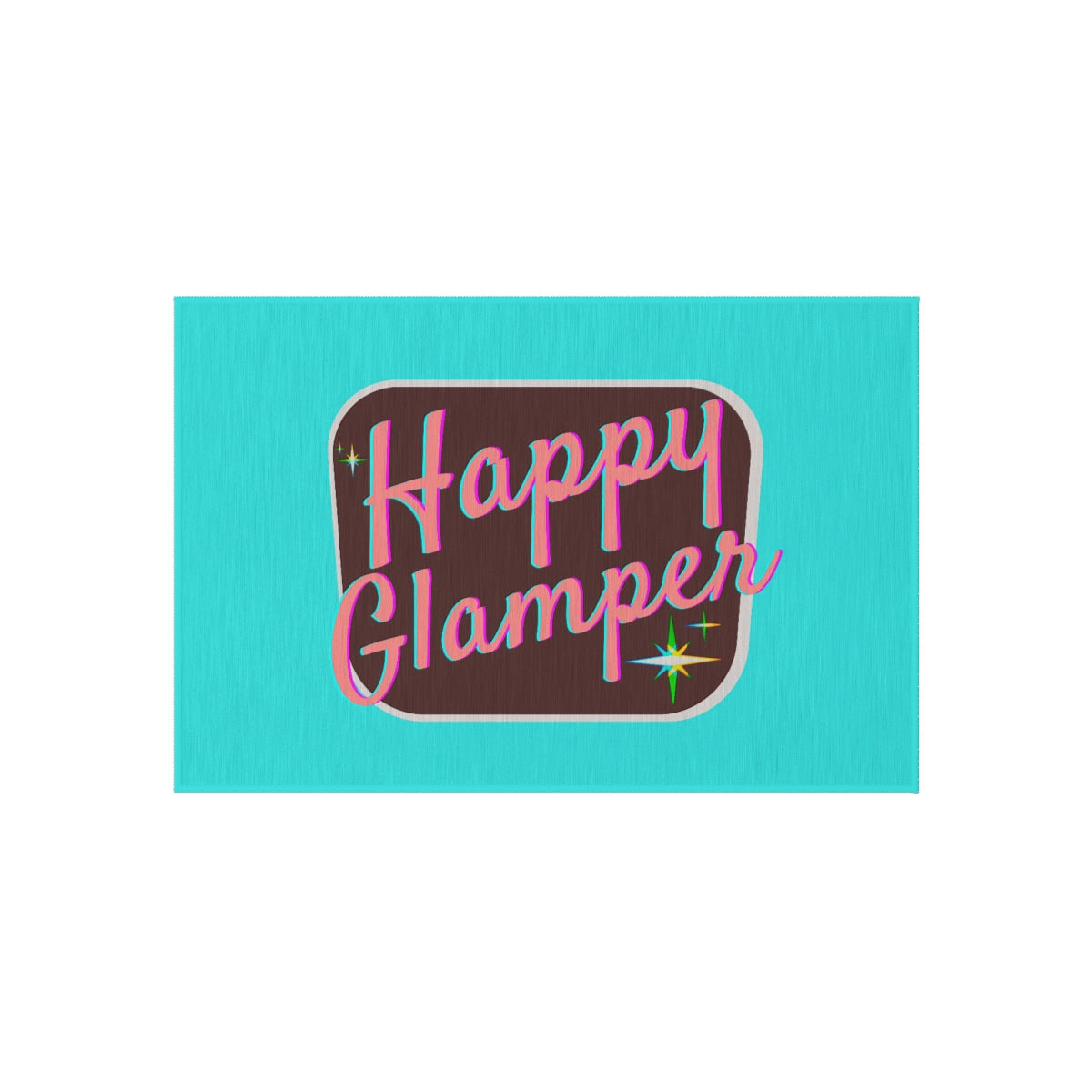 Camping Mat - Glamping Outdoor Rug - Happy Glamping Rug for Your Camper Van, Tent, or RV