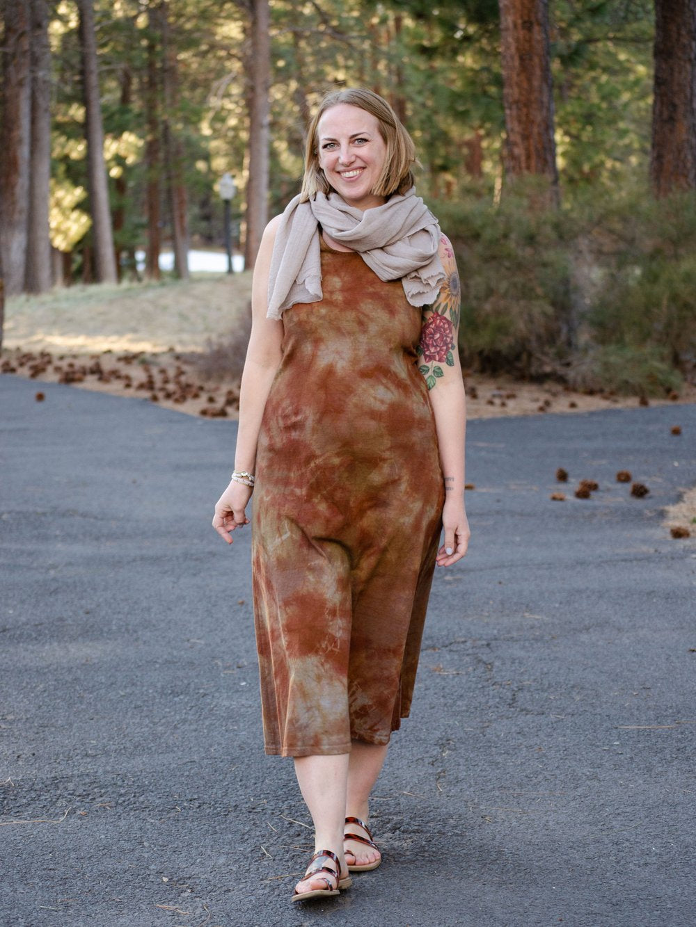 The Wool Gauze Scarf in Sand by 1 Life - Hand-Dyed Wool Scarf for Warm or Cold Weather