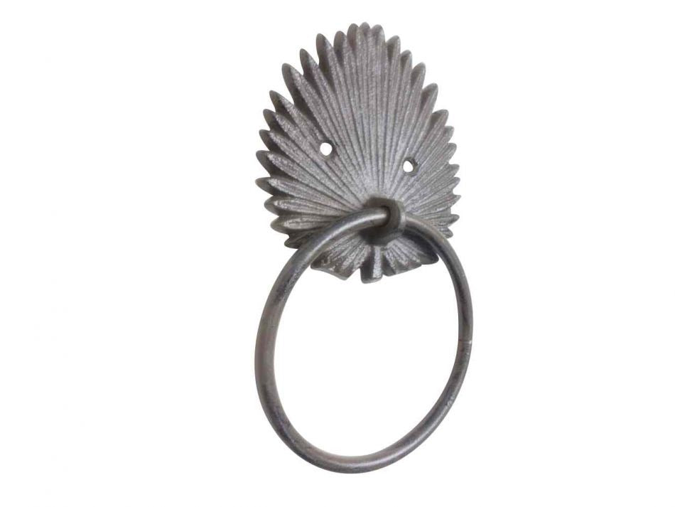 Tropical Towel Holder - Cast Iron Palm Frond Towel Holder for your Home, Vacation Home, Boat, Camper, and More. Antique Seaworn Bronze Cast Iron Wall Mounted Decorative Metal Palm Frond Hook 7”