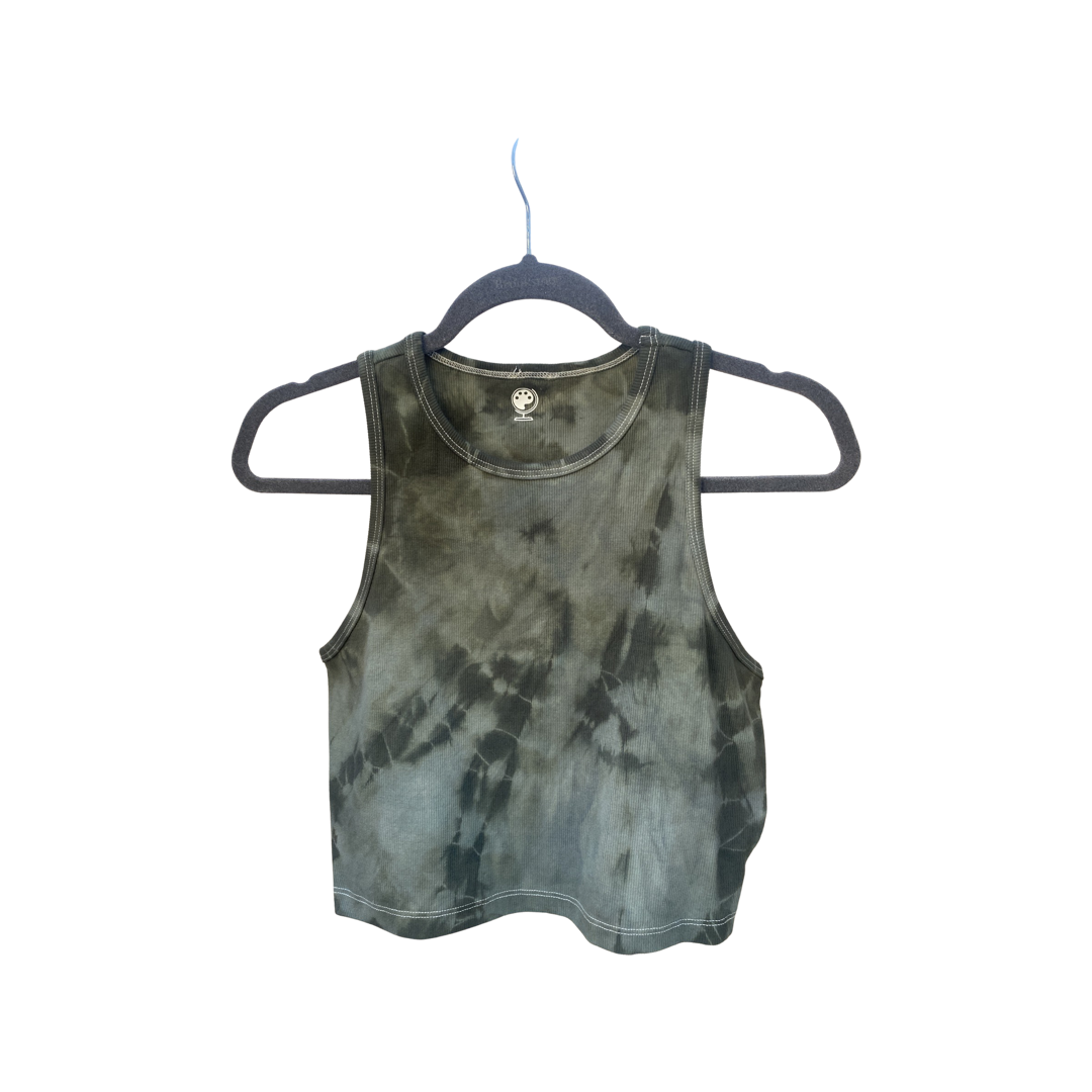 TieDye Crop Top in Olive + Sage - Tie Dye Cropped Tank by 1 Life