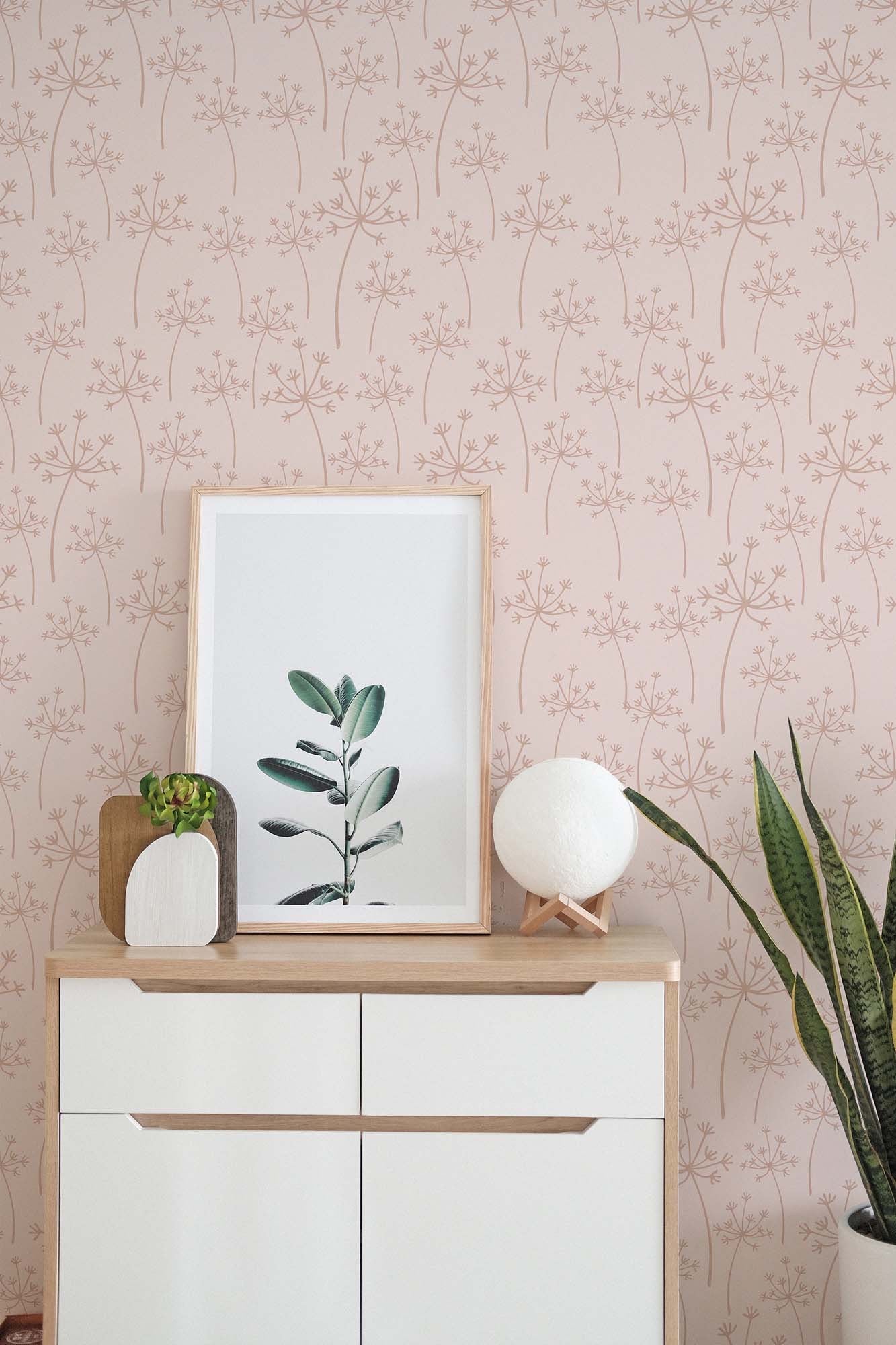 Pink Floral Wallpaper - Vintage-Inspired - Peel and Stick or Traditional Wallpaper for your Nursery, , Camper van, or Vintage Trailer,