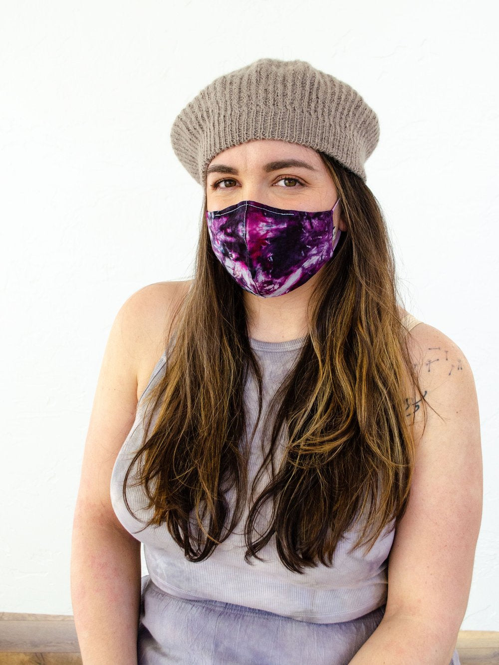 Hand-Dyed Alpaca Wool Beret by 1 Life - Electric Orchid Color
