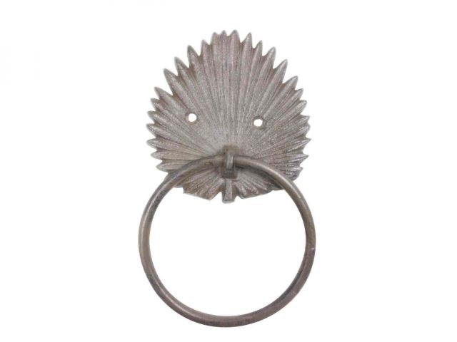 Tropical Towel Holder - Cast Iron Palm Frond Towel Holder for your Home, Vacation Home, Boat, Camper, and More. Antique Seaworn Bronze Cast Iron Wall Mounted Decorative Metal Palm Frond Hook 7”