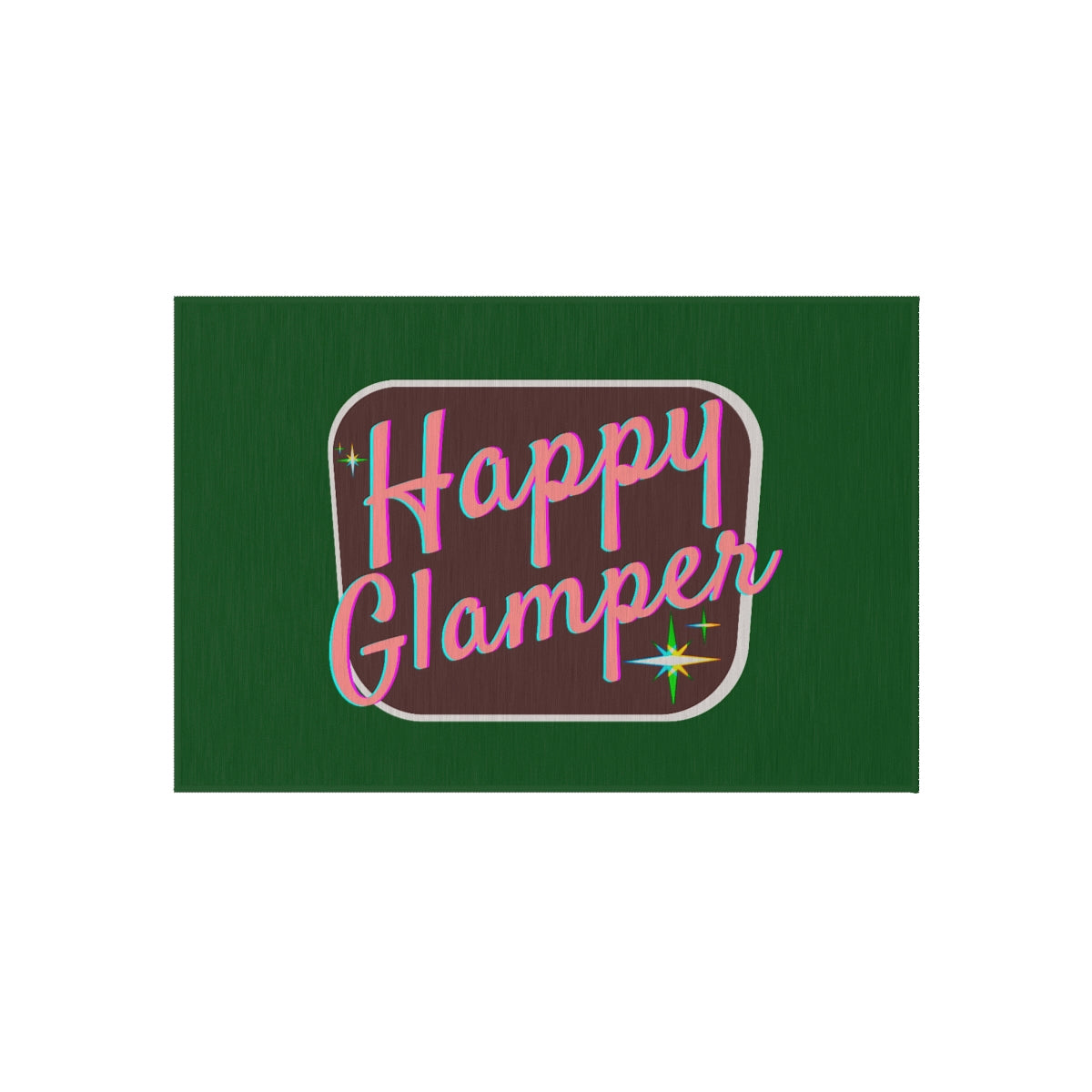 Camping Mat - Glamping Outdoor Rug - Happy Glamping Rug for Your Camper Van, Tent, or RV