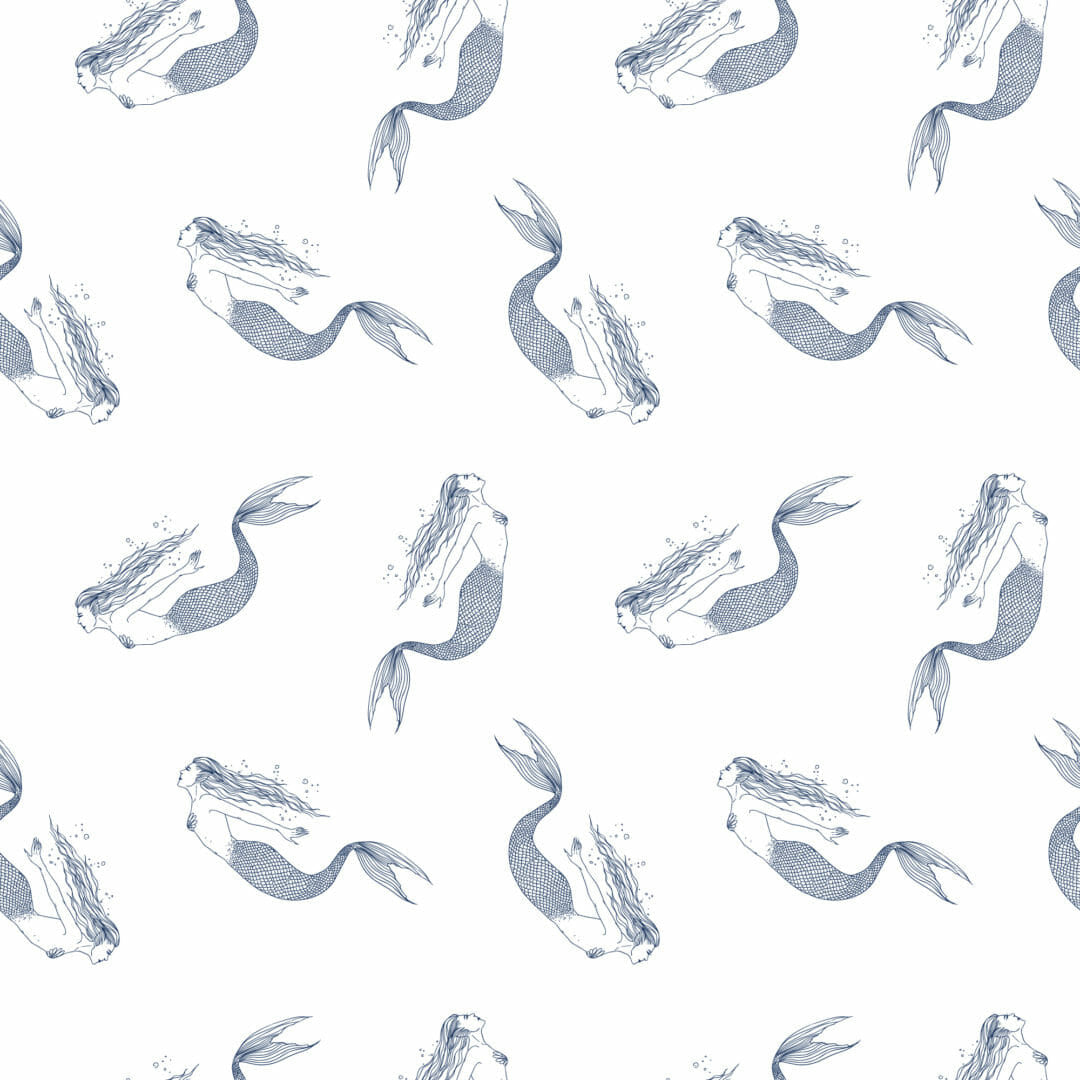 Mermaid Peel and Stick or Traditional Wallpaper