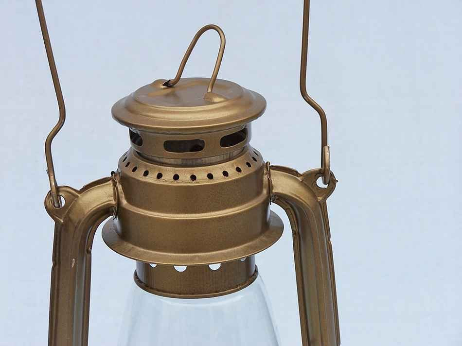 Brass Lantern - Authentic 19” Antique Brass Hurricane Lantern for your Home, Beach Home, Cottage, RV, or to be used while Camping