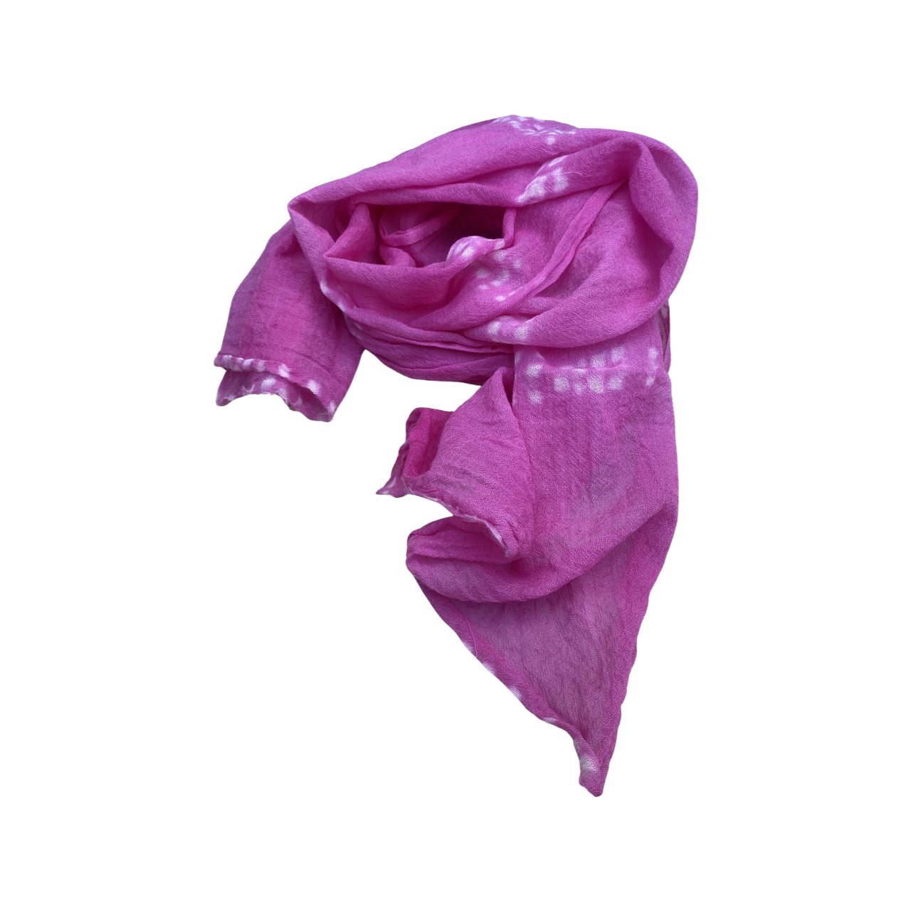 Patterned One-of-a-Kind Hand-Dyed Wool Gauze Scarf in Electric Orchid by 1 Life - Hand-Dyed Wool Scarf for Warm or Cold Weather