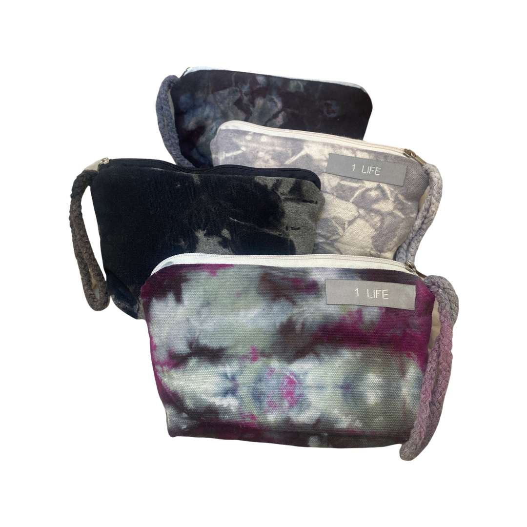Small Tie Dye Bag - Bleached Clutch by 1 Life - Black Zipper Bag