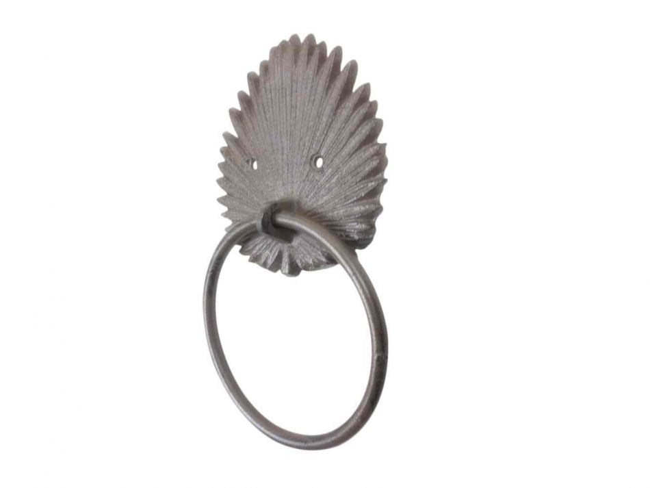 Tropical Towel Holder - Cast Iron Palm Frond Towel Holder for your Home, Vacation Home, Boat, Camper, and More. Antique Seaworn Bronze Cast Iron Wall Mounted Decorative Metal Palm Frond Hook 7”