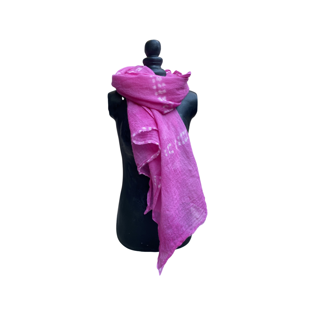 Patterned One-of-a-Kind Hand-Dyed Wool Gauze Scarf in Electric Orchid by 1 Life - Hand-Dyed Wool Scarf for Warm or Cold Weather