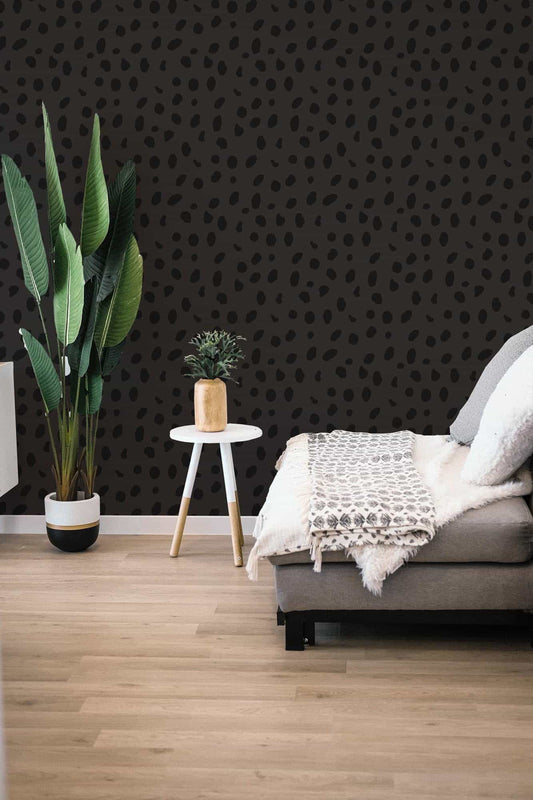 Chic Cheetah Print Wallpaper for Camper or Home - Black Peel and Stick or Traditional Wallpaper