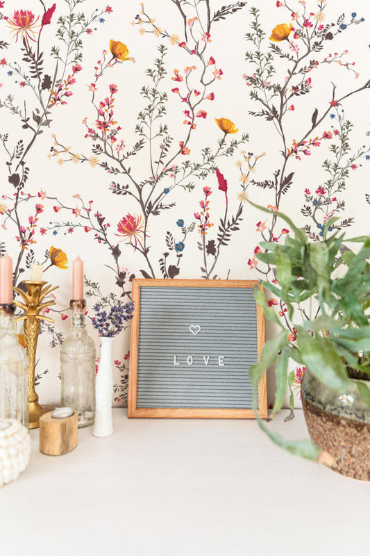 Sweet Wildflower Print Peel-and-Stick or Traditional Wallpaper for yourHome, Camper van, or Vintage Trailer,