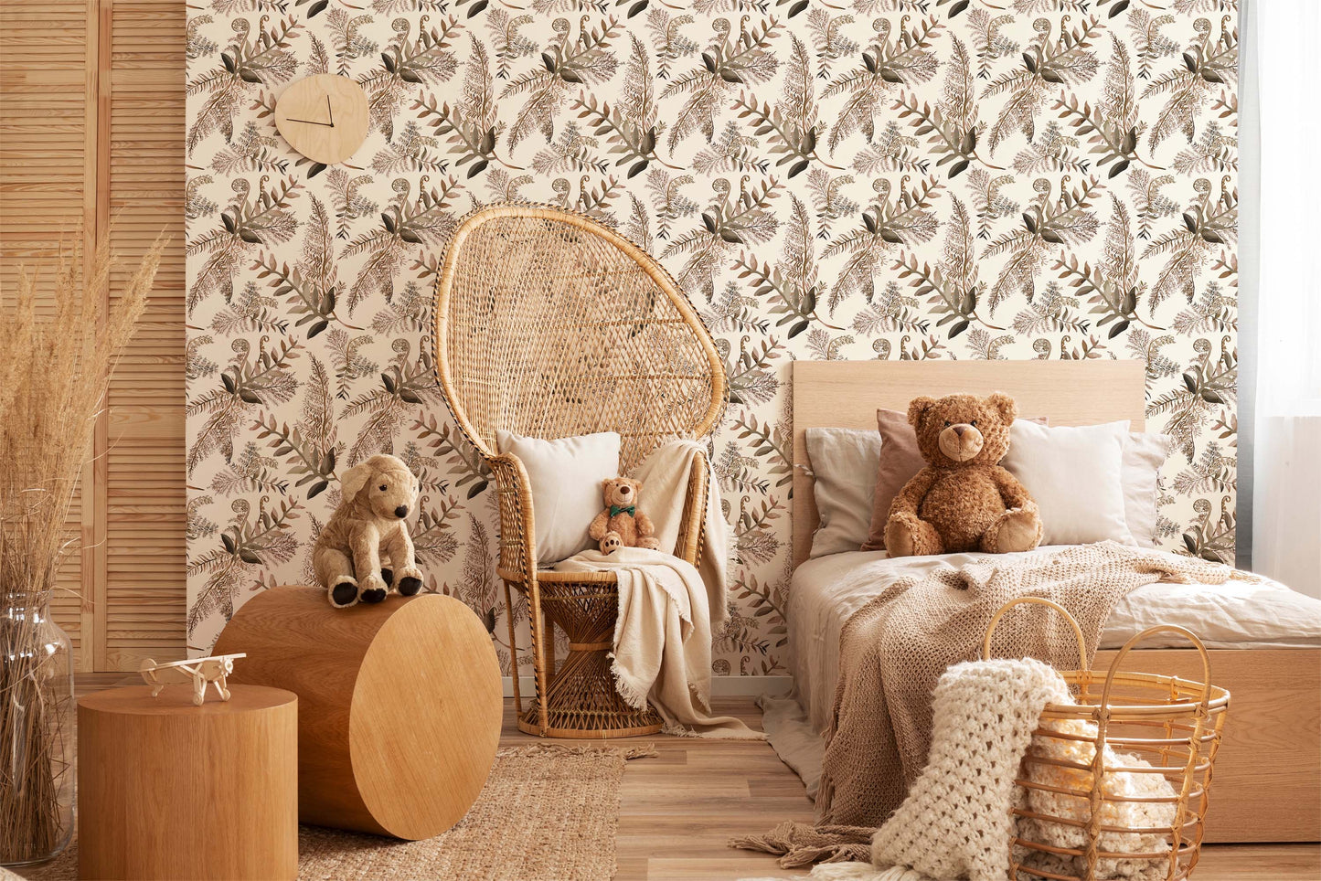 Camper or Home Wallpaper - Neutral Fern Peel and Stick or Traditional Wallpaper