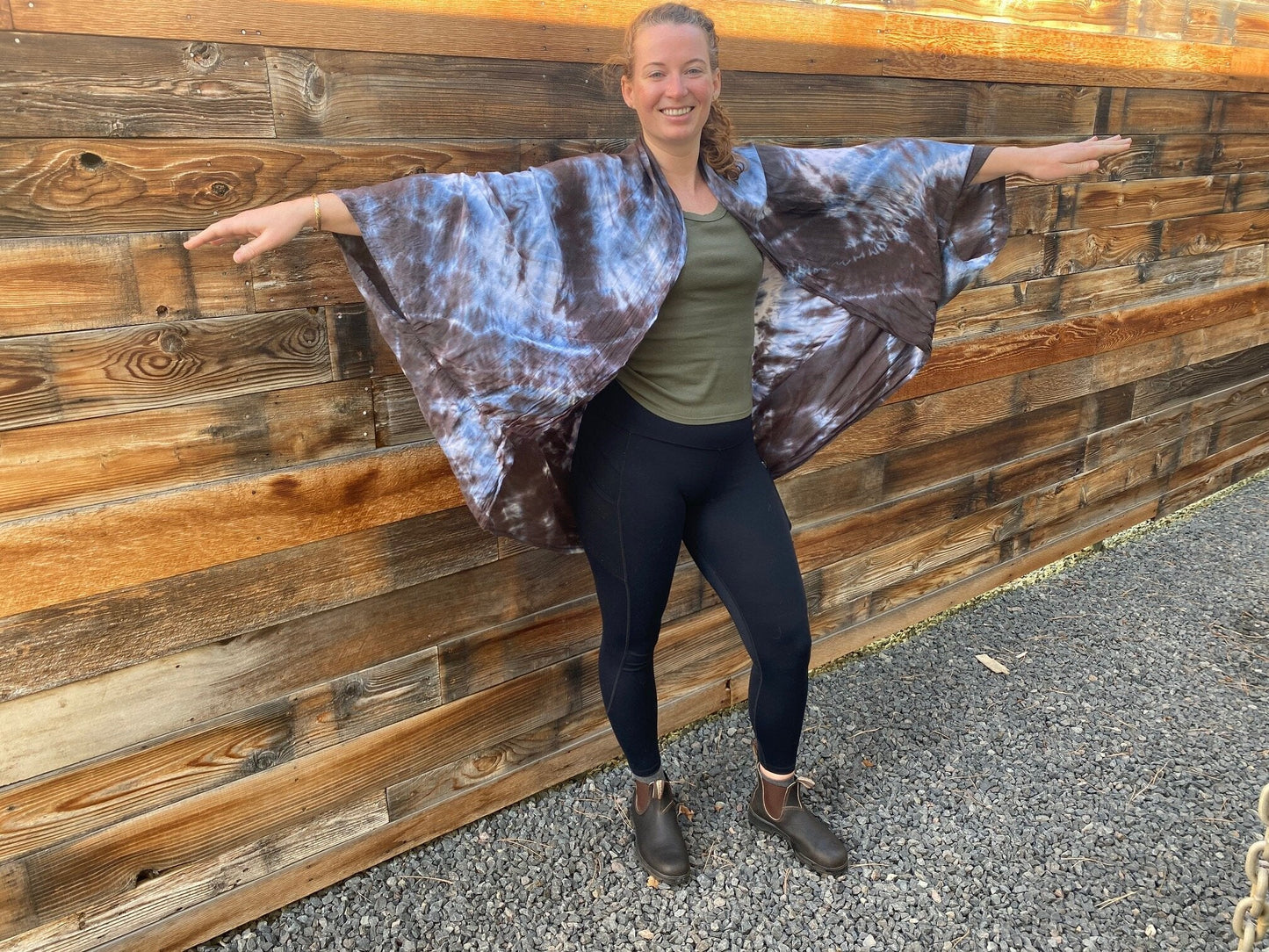 The Gray Day TieDye Scarf and Wrap - The Butterfly Wrap Number 8 - Tie Dye Sustainable Rayon Wrap by 1 Life
