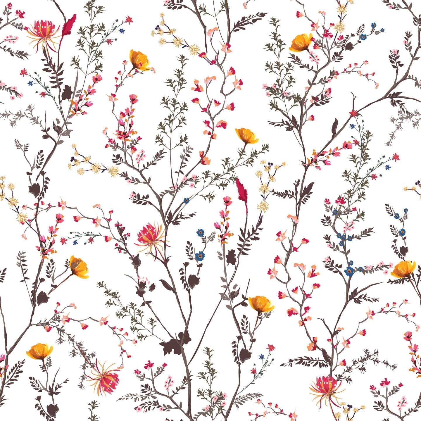 Sweet Wildflower Print Peel-and-Stick or Traditional Wallpaper for yourHome, Camper van, or Vintage Trailer,