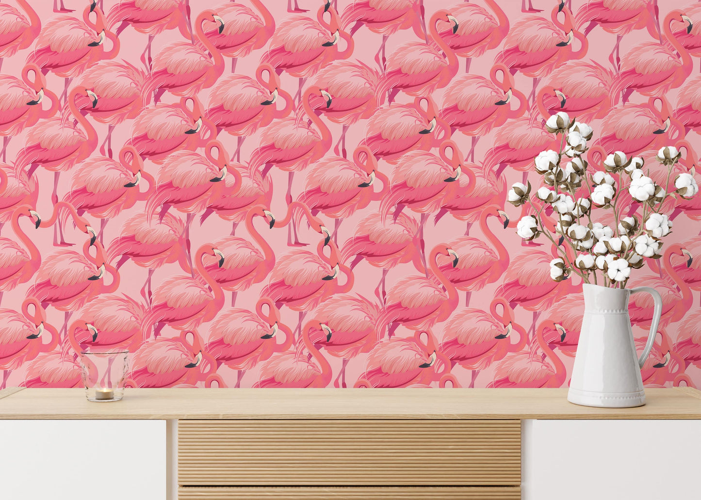 Flamingo Peel-and-Stick or Traditional Wallpaper for your Nursery, Home, Camper van, or Vintage Trailer,