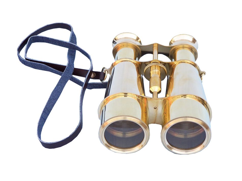 Solid Brass Captain's Binoculars with Leather Case 6" for your Home, Beach House, RV, or Next Adventure