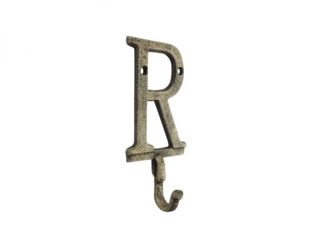 Rustic Gold Cast Iron Letter Alphabet Wall Hook 6"