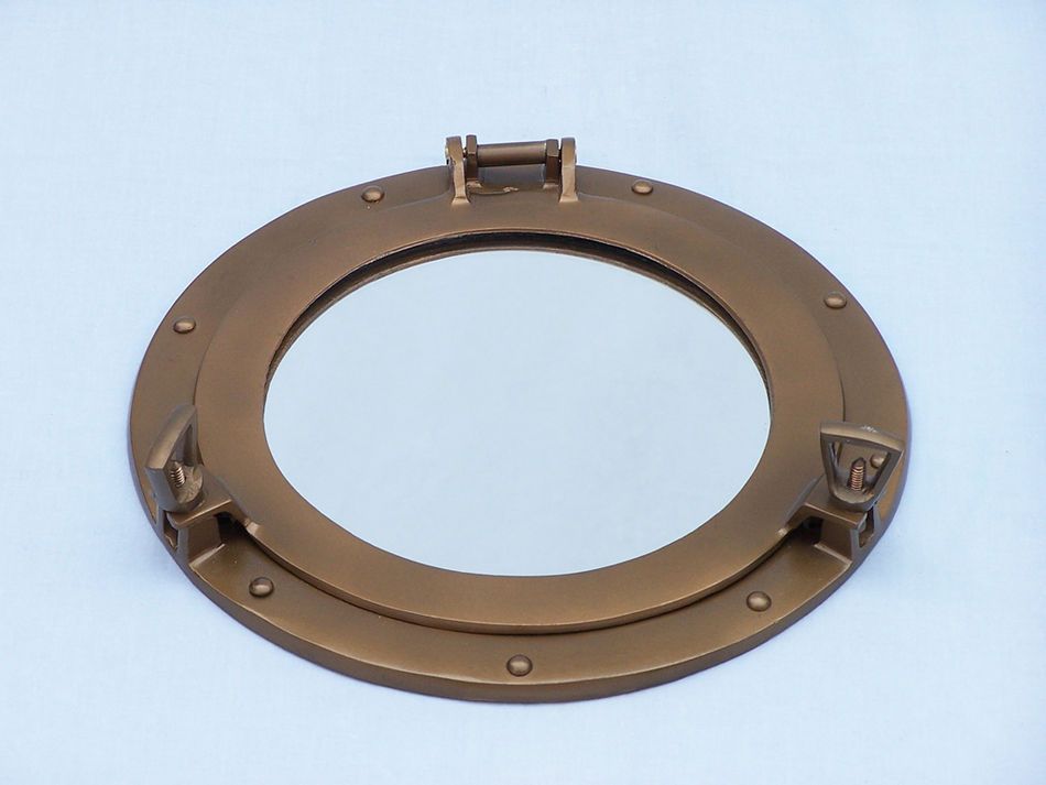 Antique Porthole Mirror Antique Brass for your Beach Home, Home, Nursery, or Other Ship-Inspired Space