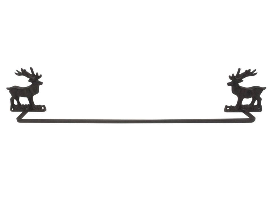 Moose Bathroom Accessory Set - Cast Iron Set of 3 Items - Large Bath Towel Holder and Towel Ring and Toilet Paper Holder