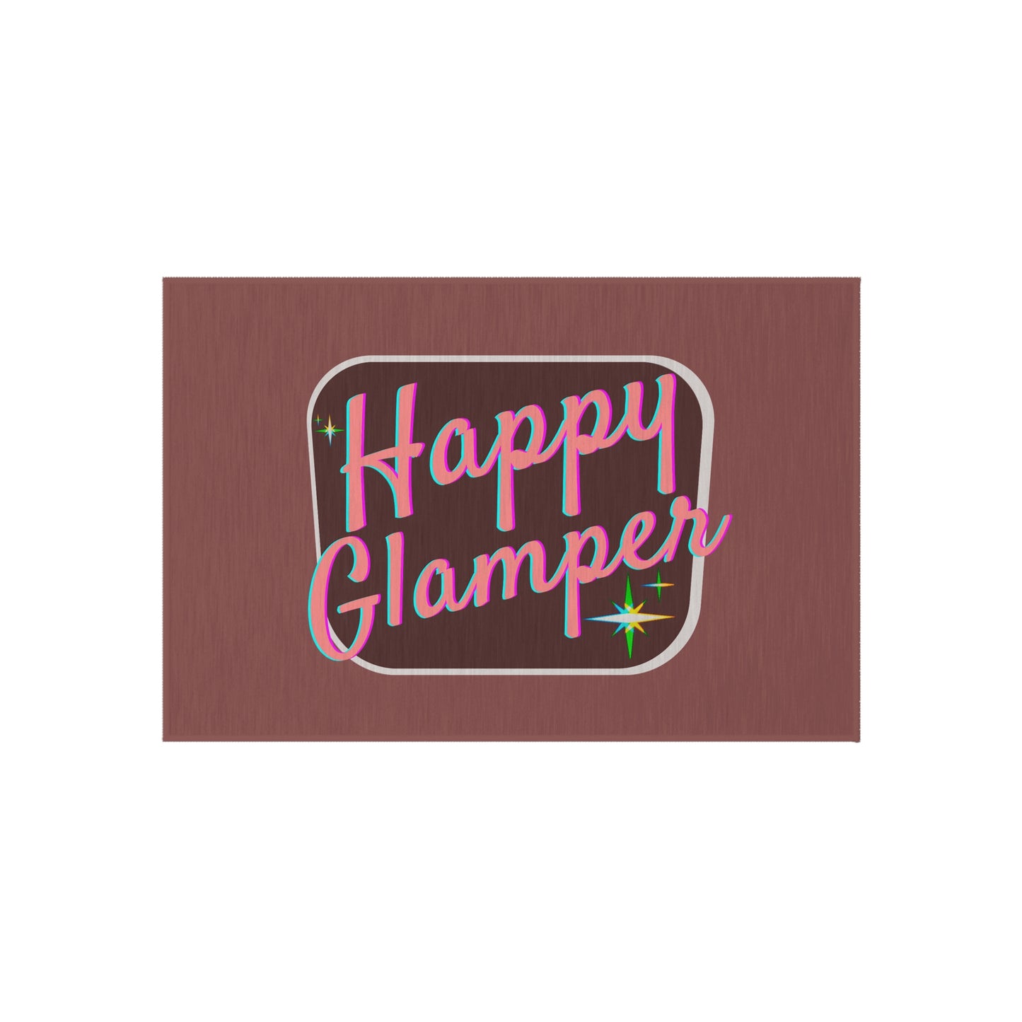 Camping Mat - Glamping Outdoor Rug - Happy Glamping Rug for Your Camper Van, Tent, or RV