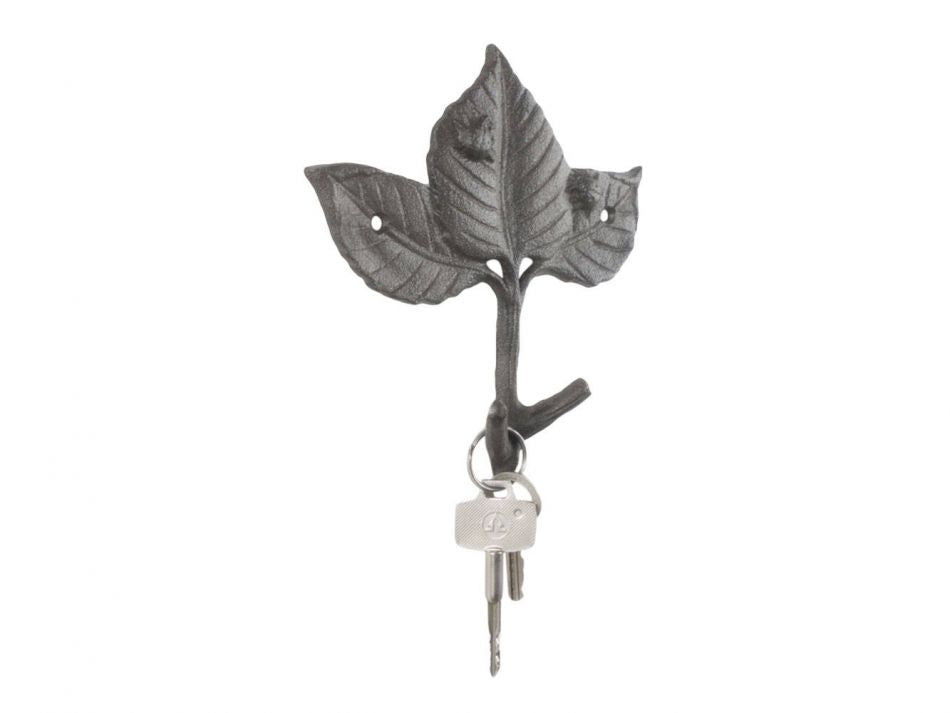 Decorative Metal Tree Branch Hooks 6.5" - Cast Iron Birch Tree Leaves  for your Home or RV