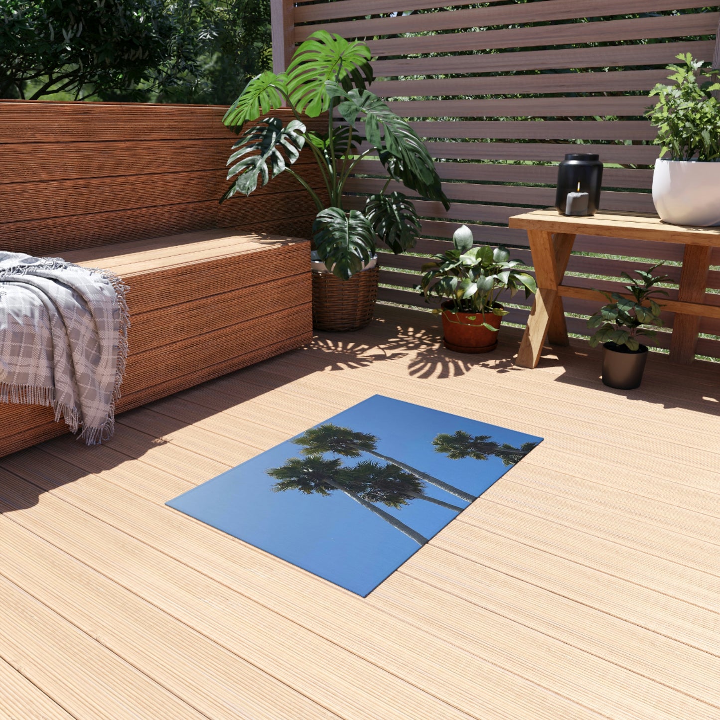 Outdoor Rug with Palm Trees - Photo of Santa Cruz Sky