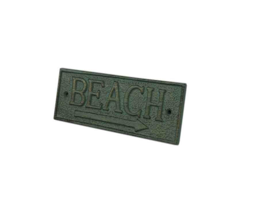 Beach Sign-Antique Seaworn Bronze Cast Iron Beach Sign 9", For Inside or Outside Use in your RV, home, Vacation Home, Hotel, Nursery, etc