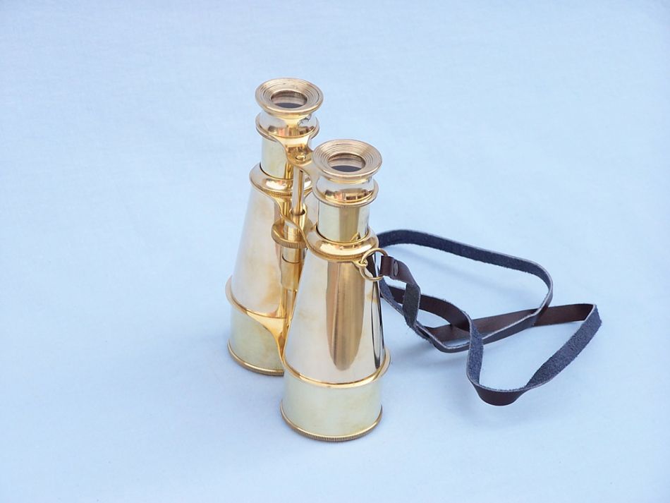 Solid Brass Captain's Binoculars with Leather Case 6" for your Home, Beach House, RV, or Next Adventure