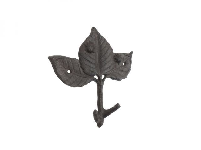 Decorative Metal Tree Branch Hooks 6.5" - Cast Iron Birch Tree Leaves  for your Home or RV