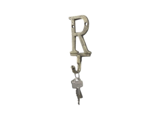 Rustic Gold Cast Iron Letter Alphabet Wall Hook 6"