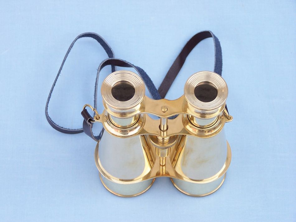 Solid Brass Captain's Binoculars with Leather Case 6" for your Home, Beach House, RV, or Next Adventure