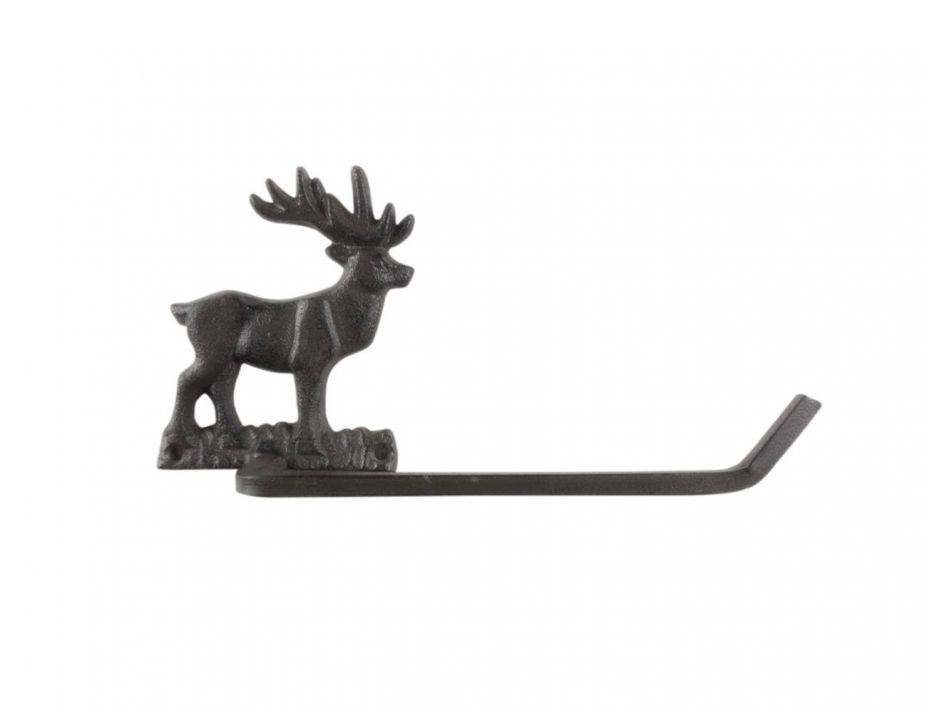 Moose Bathroom Accessory Set - Cast Iron Set of 3 Items - Large Bath Towel Holder and Towel Ring and Toilet Paper Holder