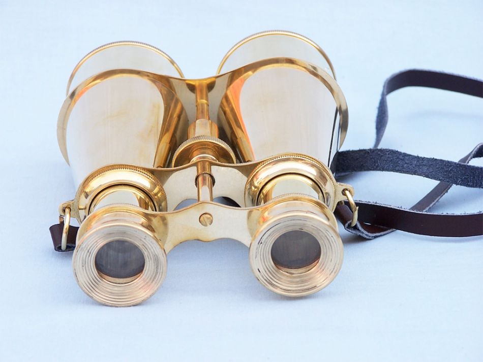 Solid Brass Captain's Binoculars with Leather Case 6" for your Home, Beach House, RV, or Next Adventure