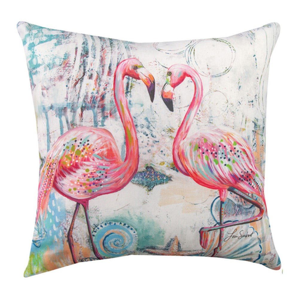 Set of 2 Coastal Flamingo Pillows