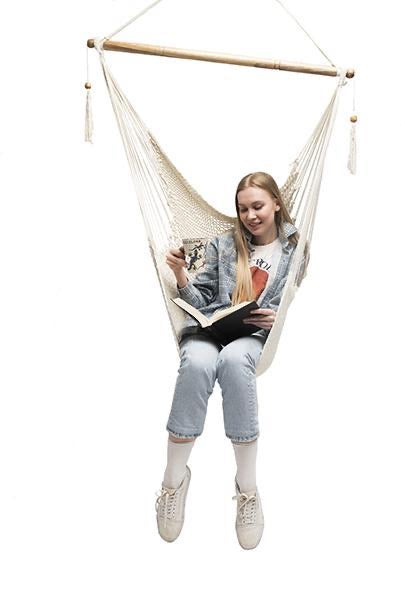 Indoor/Outdoor Mayan Hammock Chair with Wood Bar