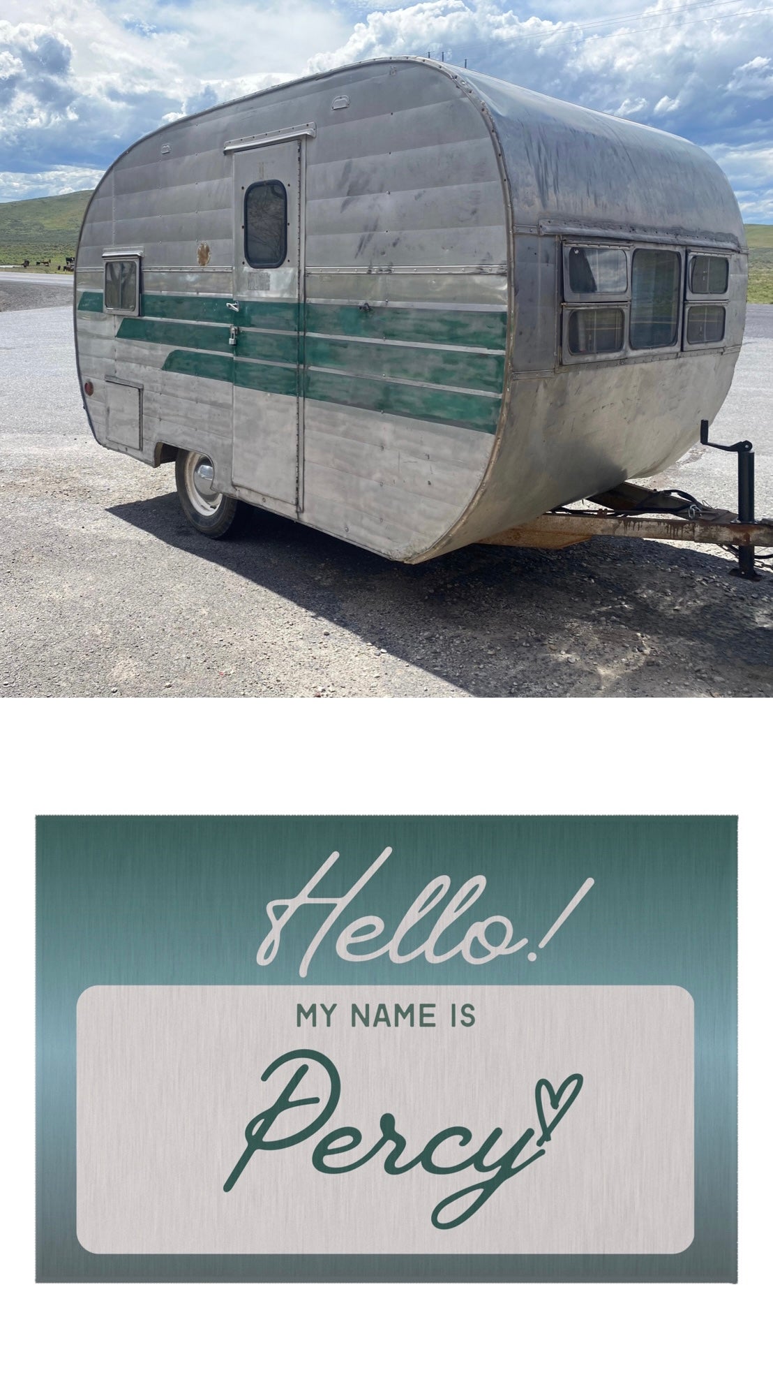 Hello My Name Is… Outdoor Rug - Custom for your Home, Campervan, RV, Vintage Trailer, Campsite, Glamping